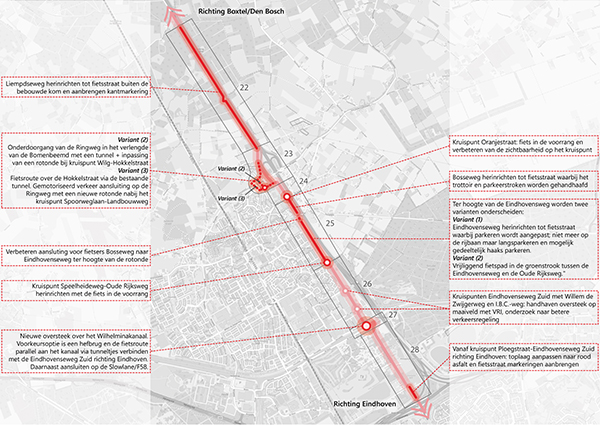 kaartbeeld F2 doorfietsroute tracé Best